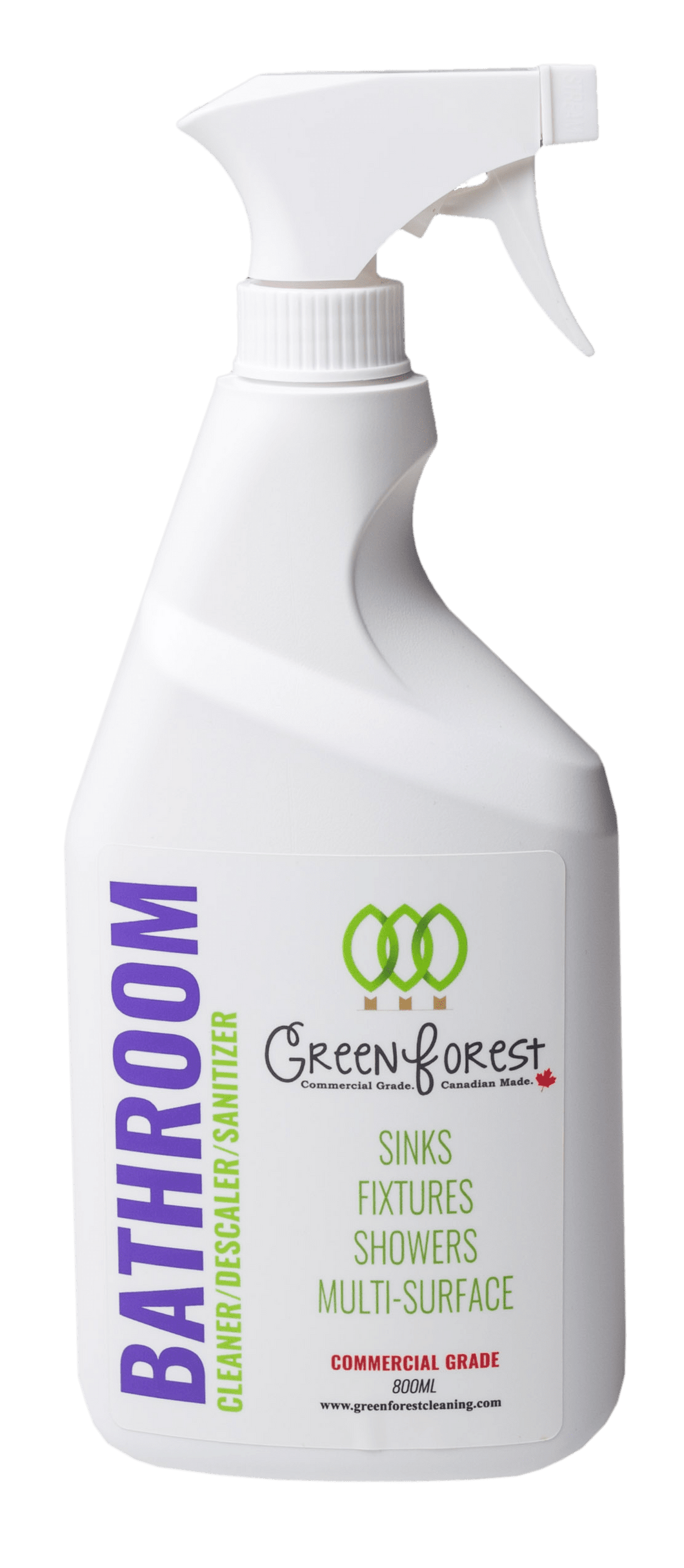 Cleaner/Descaler/Sanitizer Bathroom Cleaner - Ready to Use 800ml Spray - Green Forest Cleaning