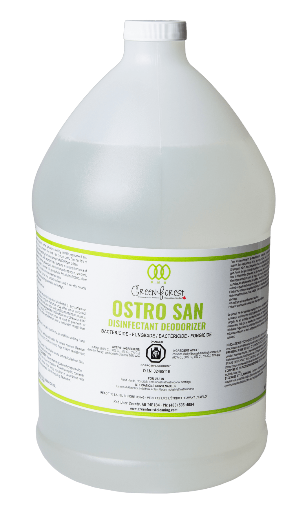 *DIN# Ostro San Commercial Disinfectant Concentrate - 4L Jug - Green Forest Cleaning